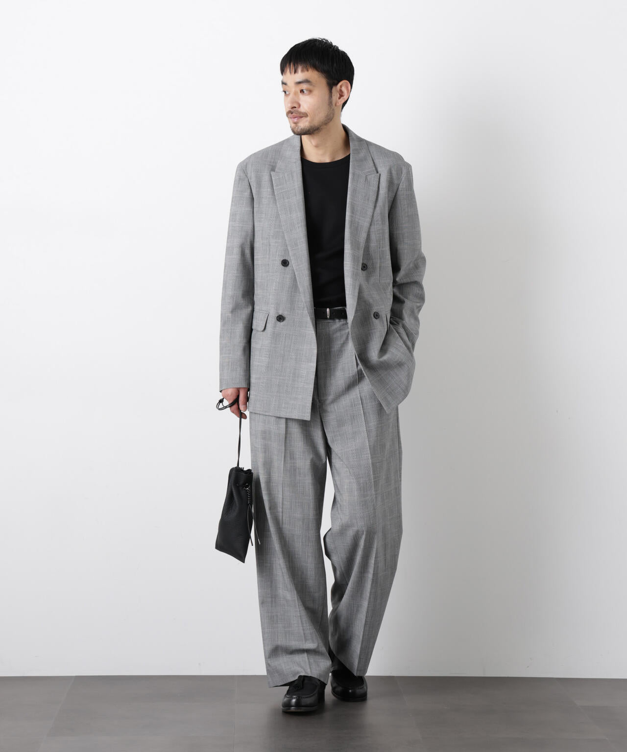 グレンチェックダブルブレストジャケット（セットアップ可）