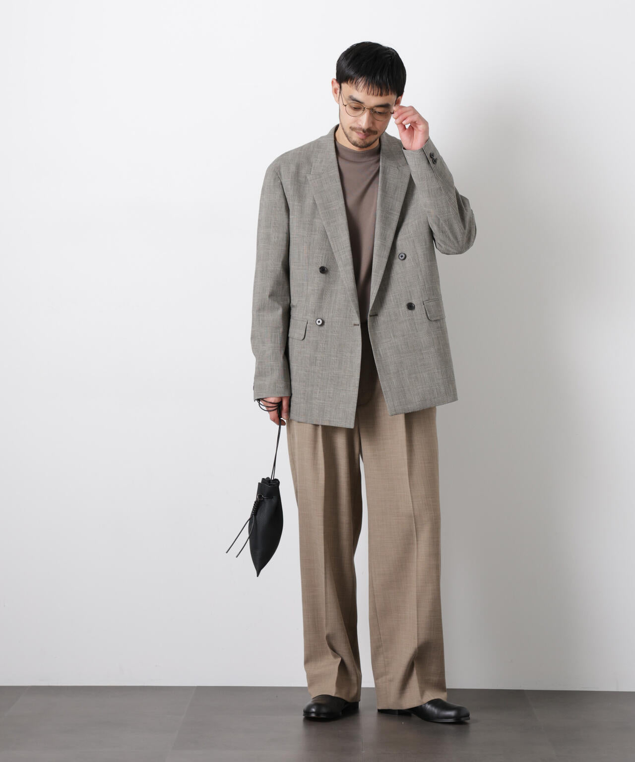 グレンチェックダブルブレストジャケット（セットアップ可）