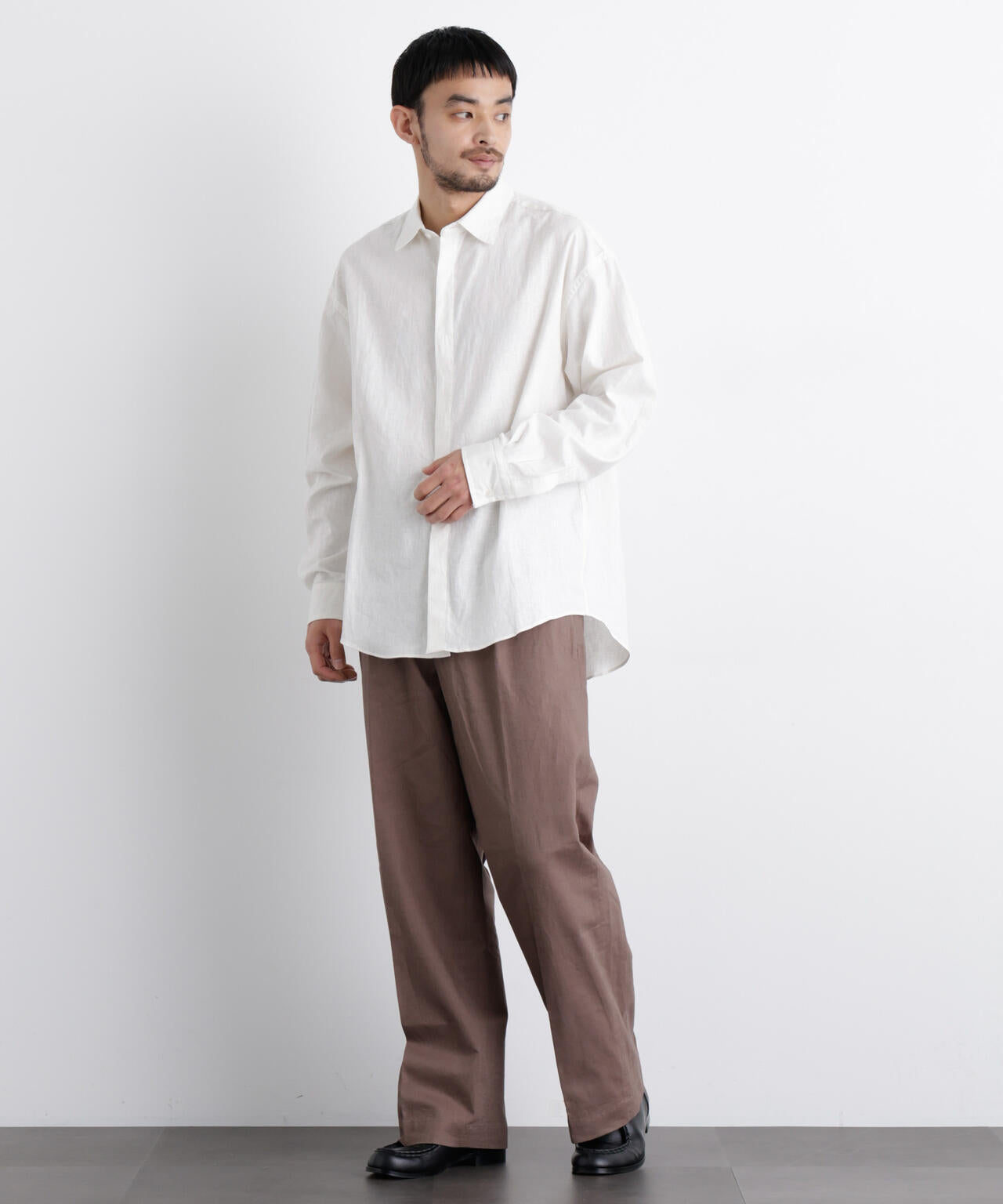 「FRENCH LINEN」リネンコットンレギュラーシャツ