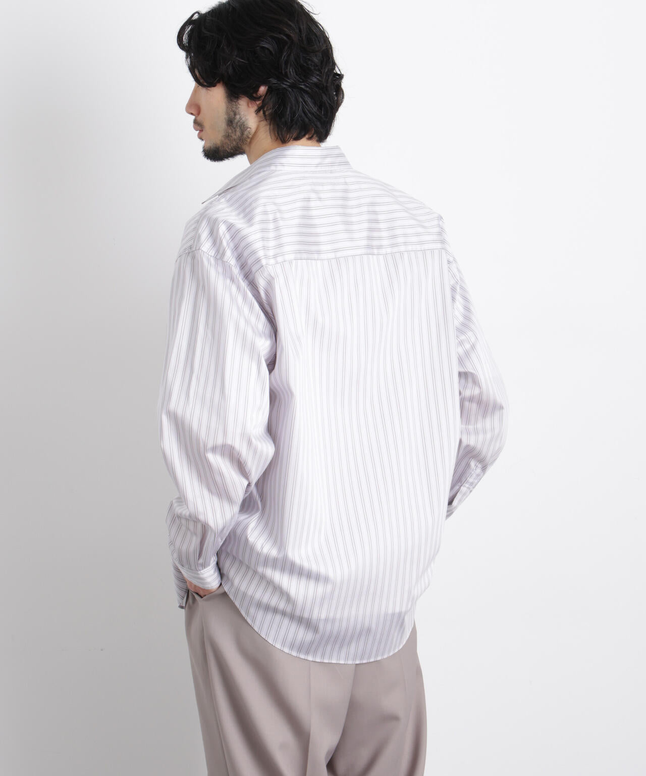 「OtoNANO」大人のワイドシャツレギュラーカラーストライプ長袖