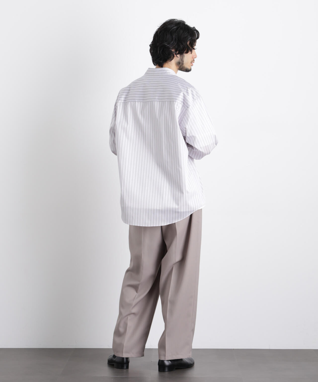 「OtoNANO」大人のワイドシャツレギュラーカラーストライプ長袖