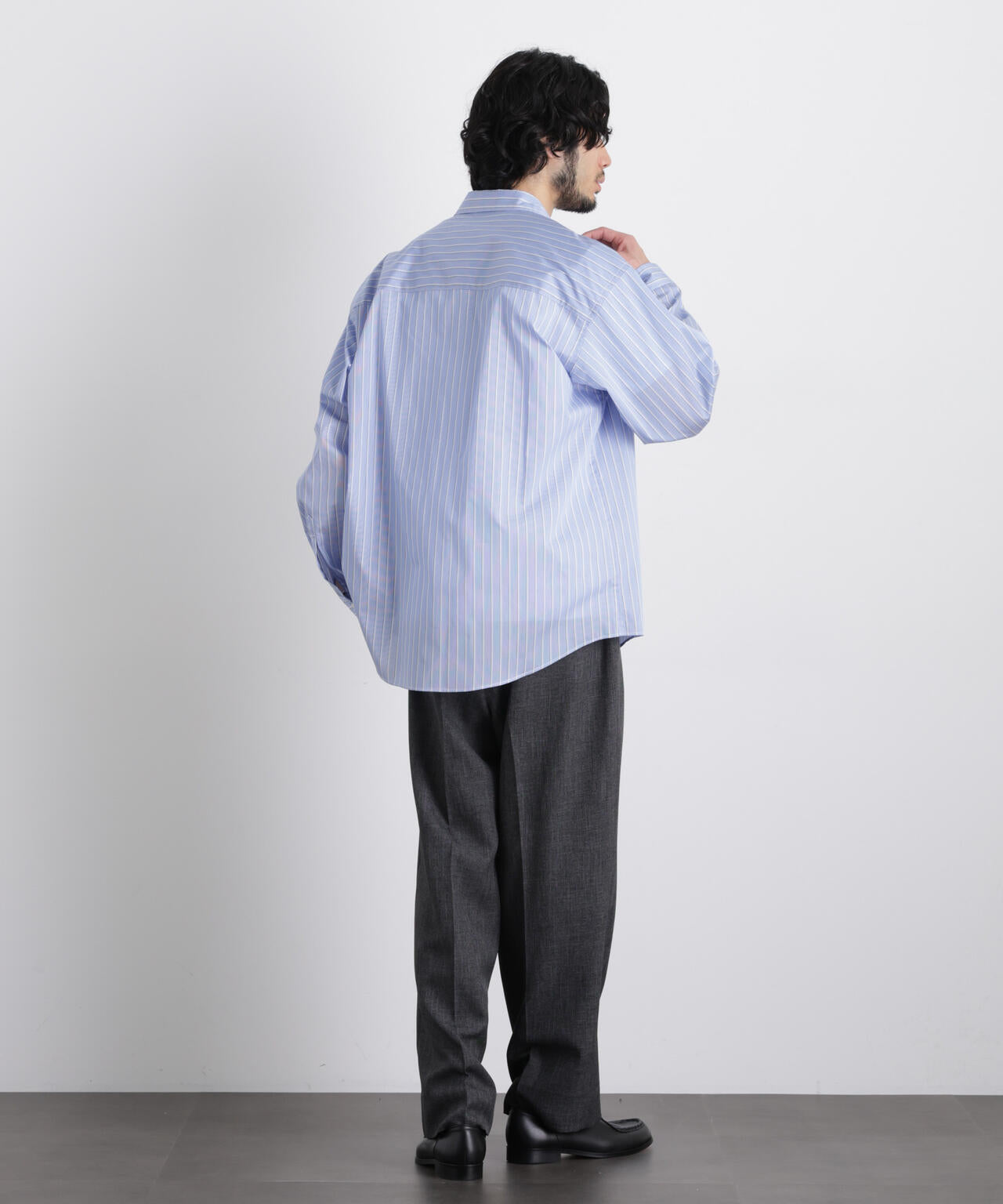 「OtoNANO」大人のワイドシャツレギュラーカラーストライプ長袖