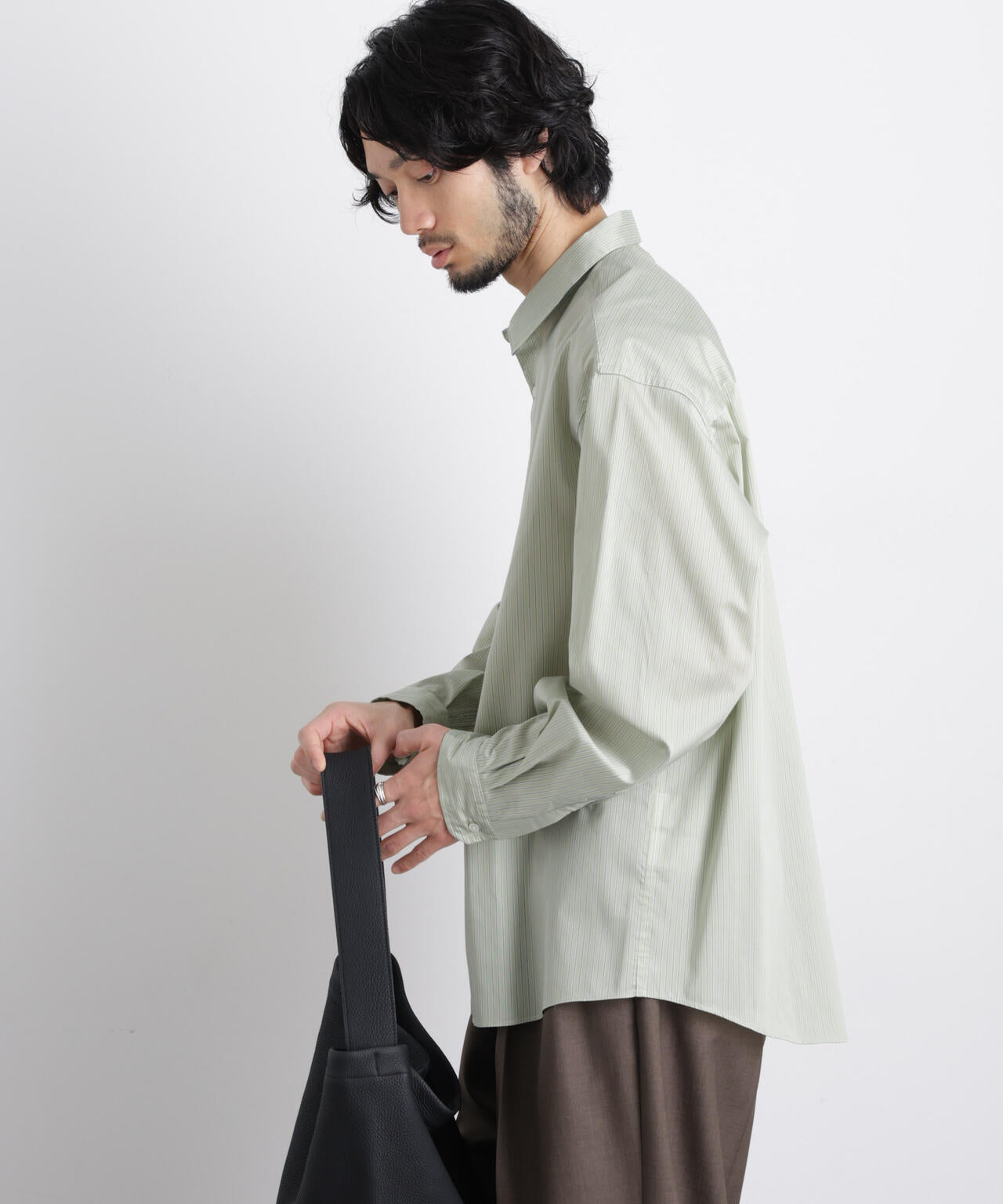 「OtoNANO」大人のワイドシャツレギュラーカラーストライプ長袖