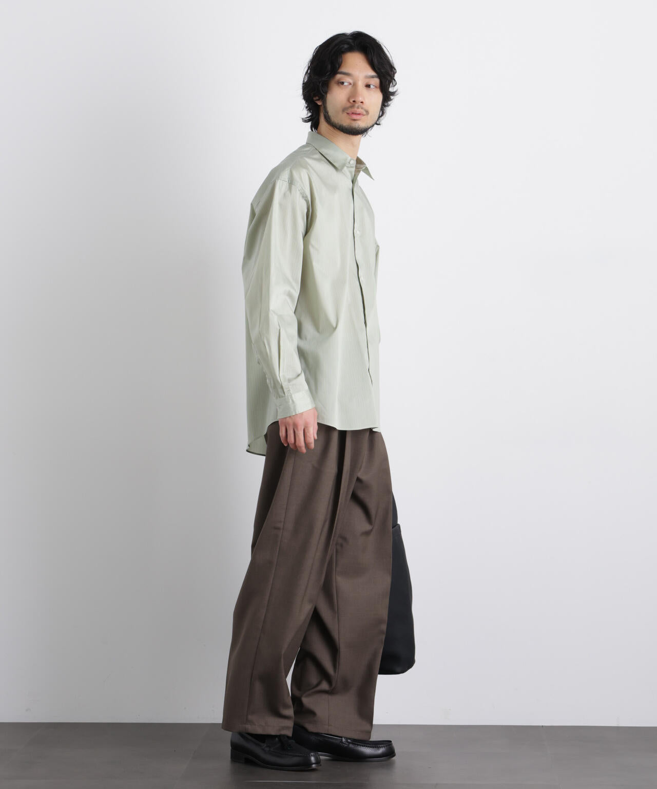 「OtoNANO」大人のワイドシャツレギュラーカラーストライプ長袖