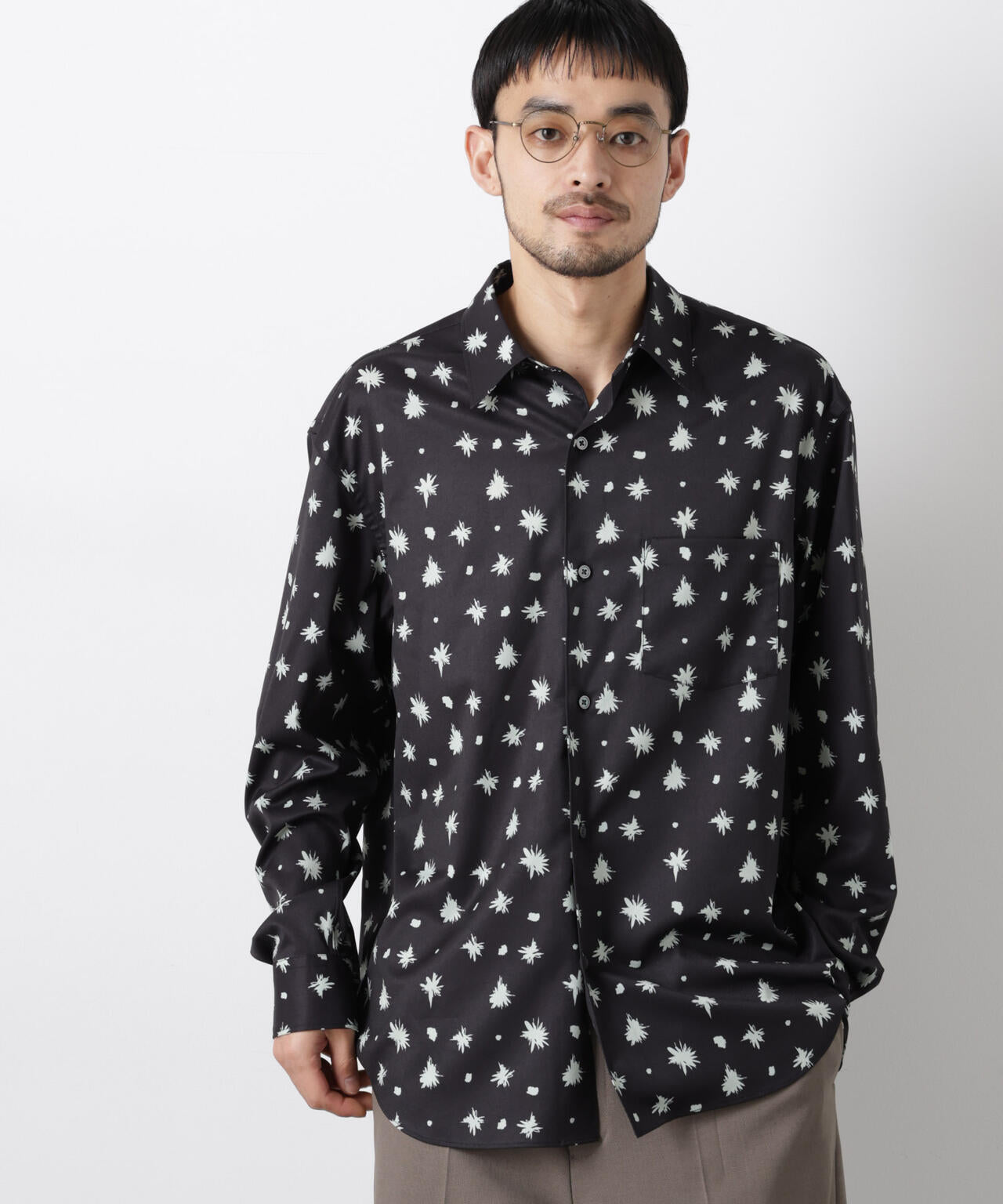 「EDITRIAL PRINT」アートフラワーシャツ