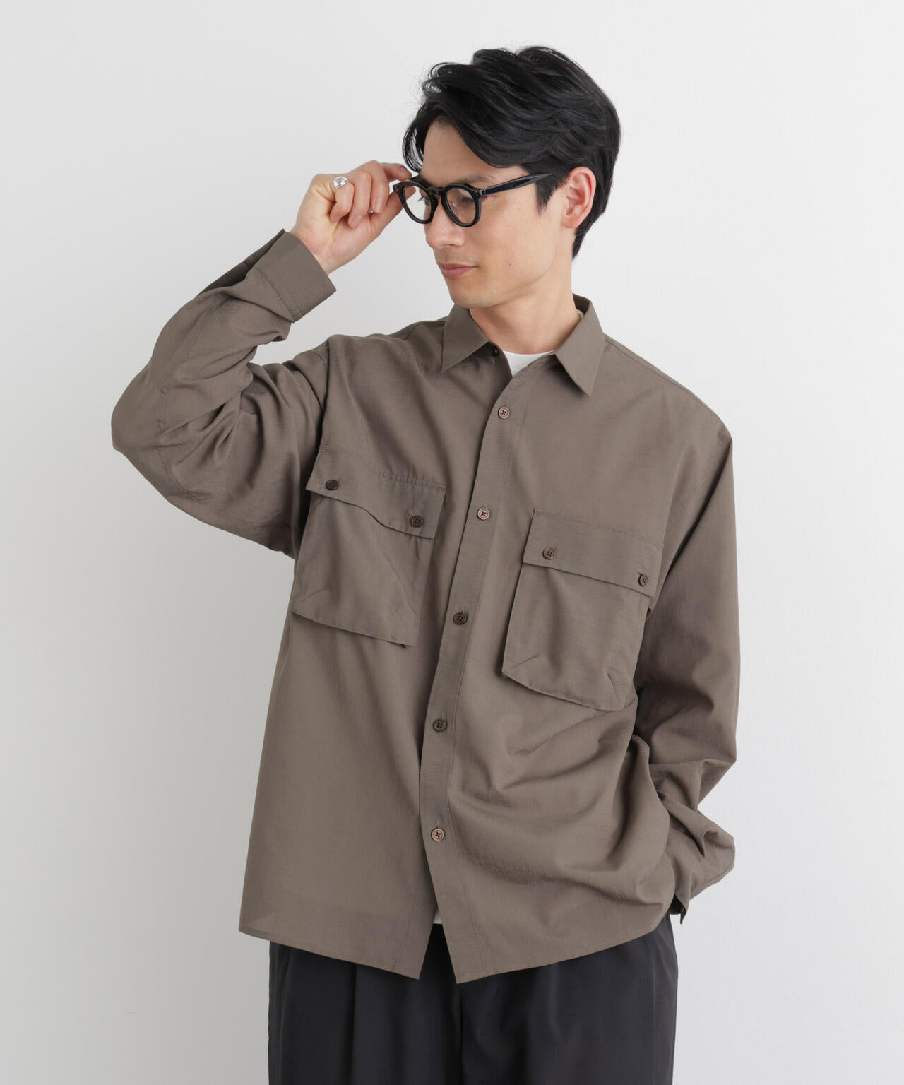 テクニカルリネンライクWポケットシャツジャケット/吸水速乾・接触冷感・UVカット（セットアップ可）