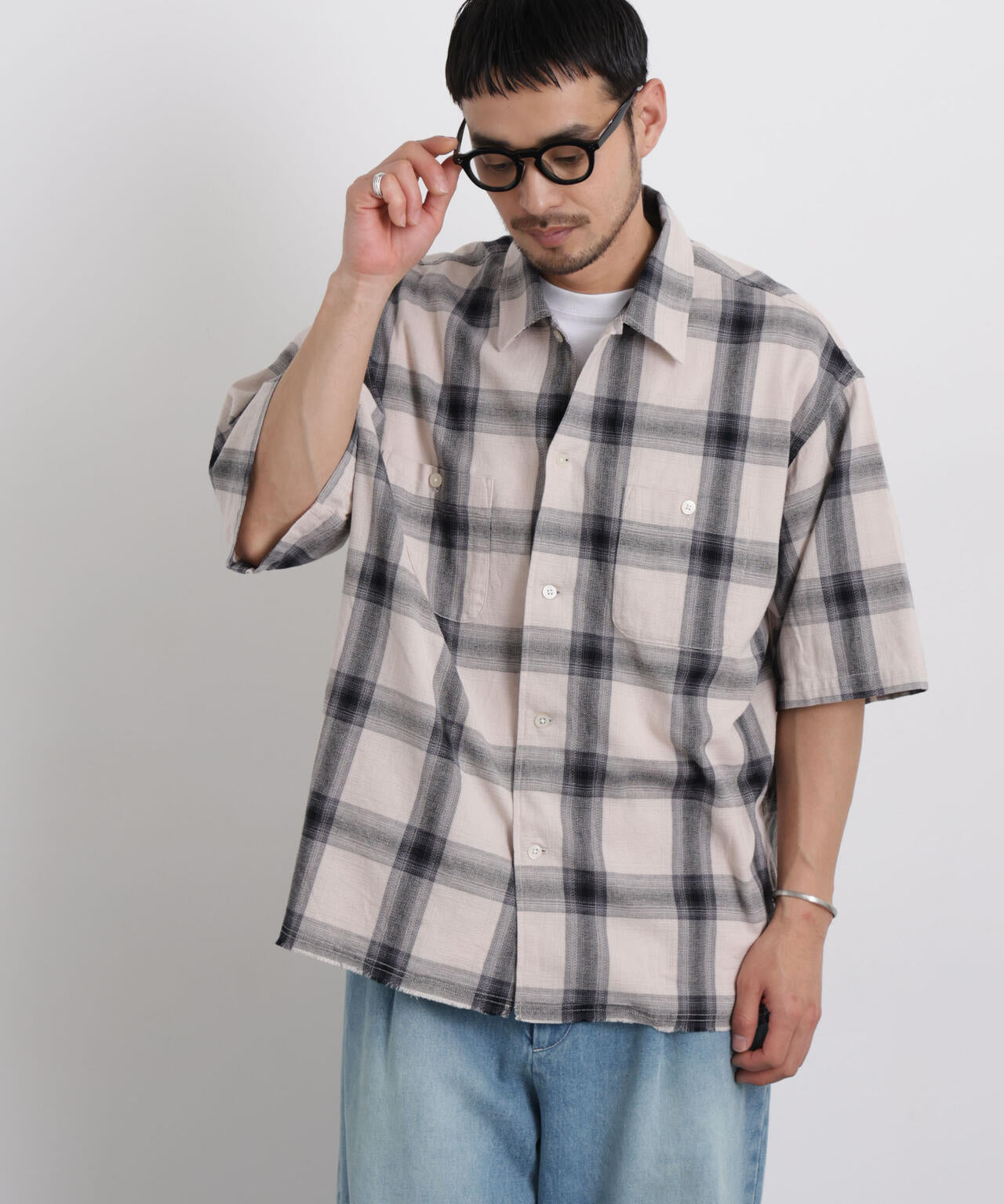 バスケットシアー オンブレーチェックシャツ