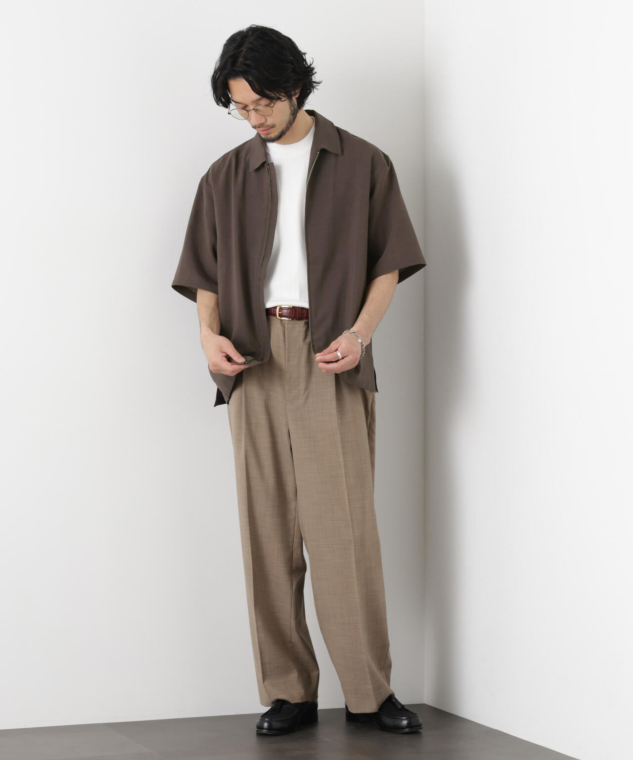 「メランジドライ」ZIPシャツブルゾン(セットアップ可)