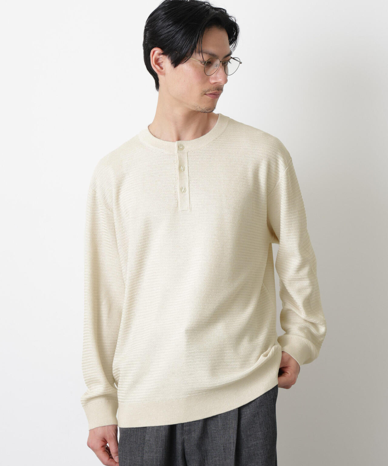 テクスチャーヘンリーネックニット | NANO universe（ナノ・ユニバース