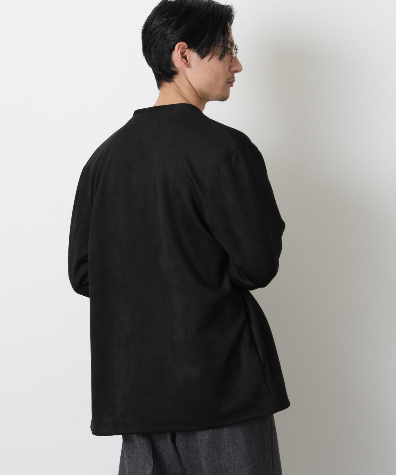 「モダンコンフォート」フェイクスエードトッパーカーディガン