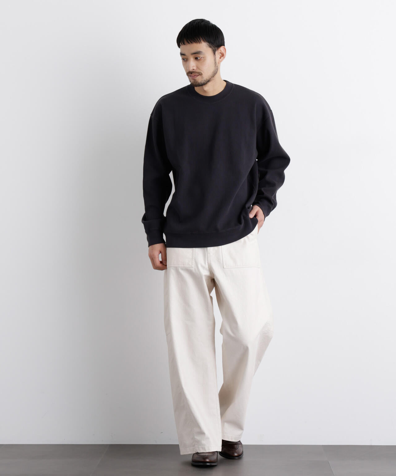 コットンサーマルクルーネックプルオーバー