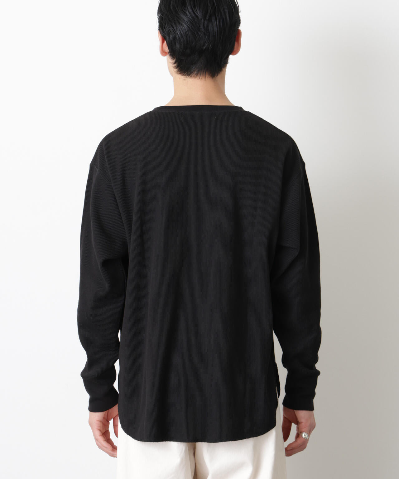 ミニワッフルクルーネックTシャツ 長袖