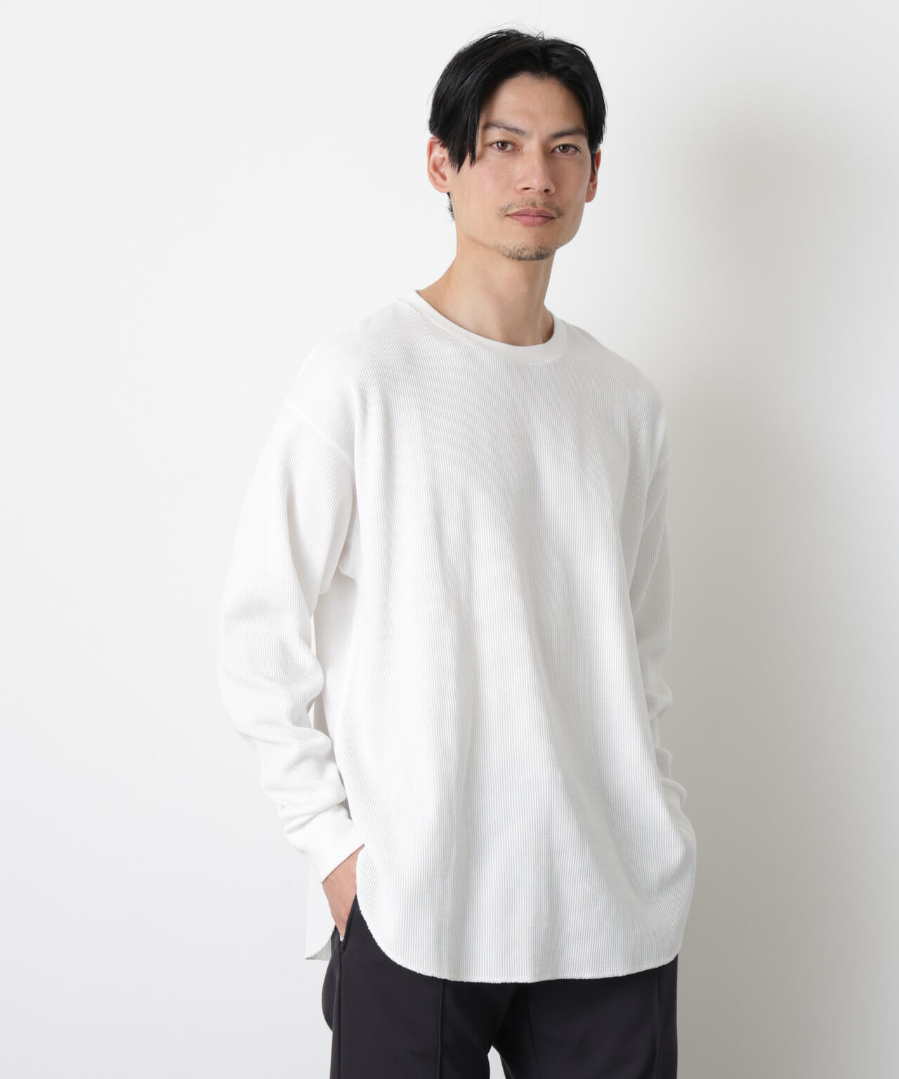 ミニワッフルクルーネックTシャツ 長袖 | NANO universe（ナノ