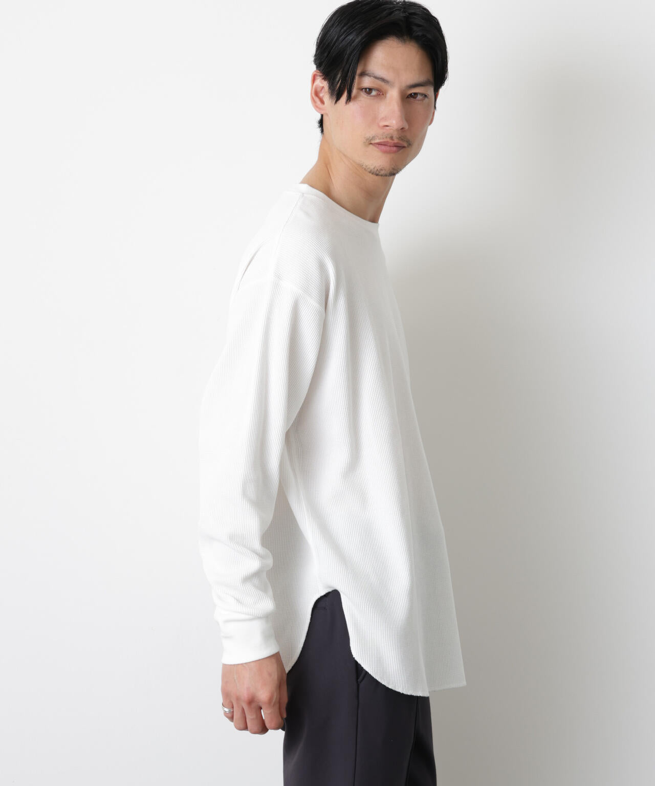 ミニワッフルクルーネックTシャツ 長袖 | NANO universe（ナノ