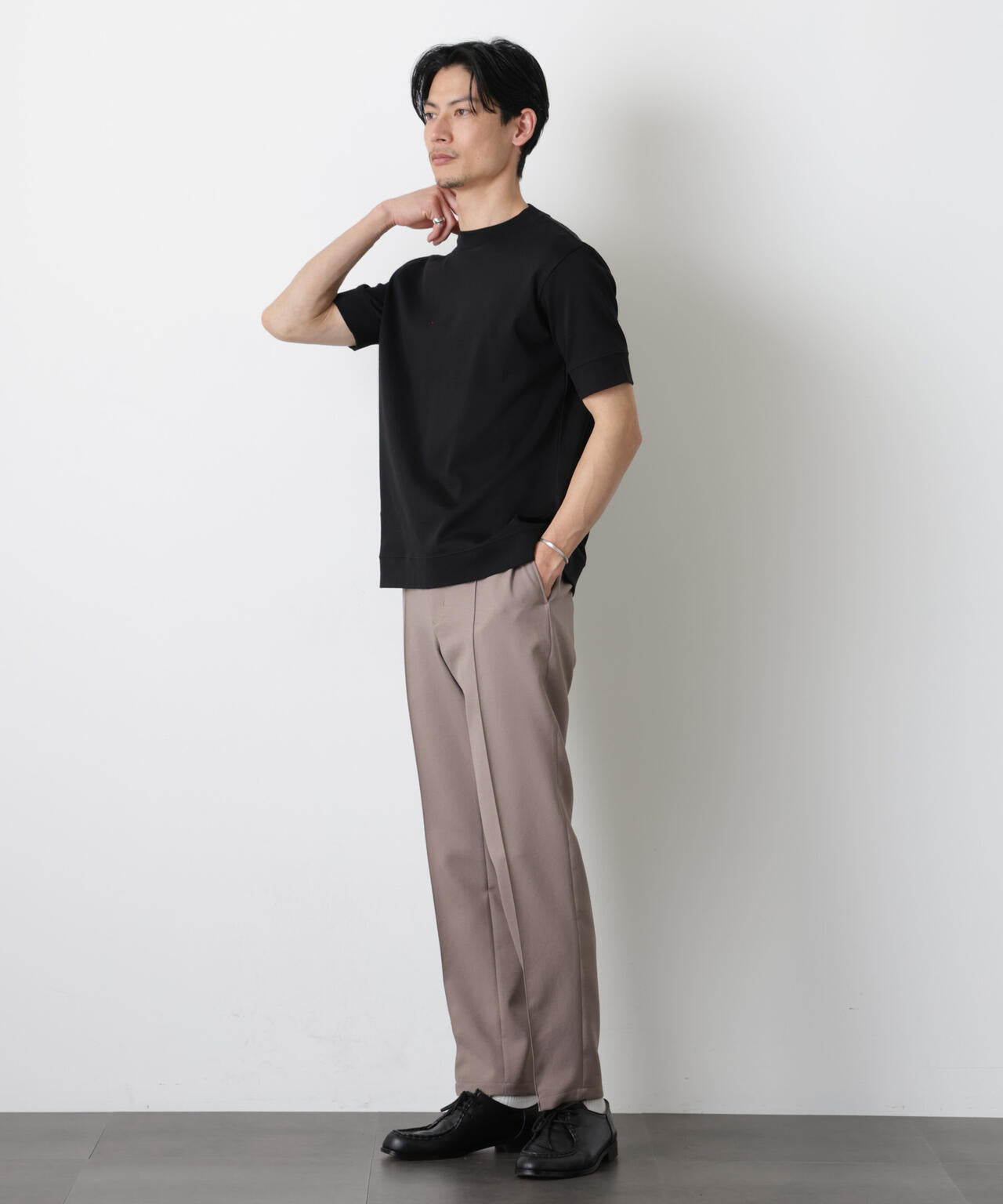 「FORMAL JERSEY」モックネックカットソー半袖