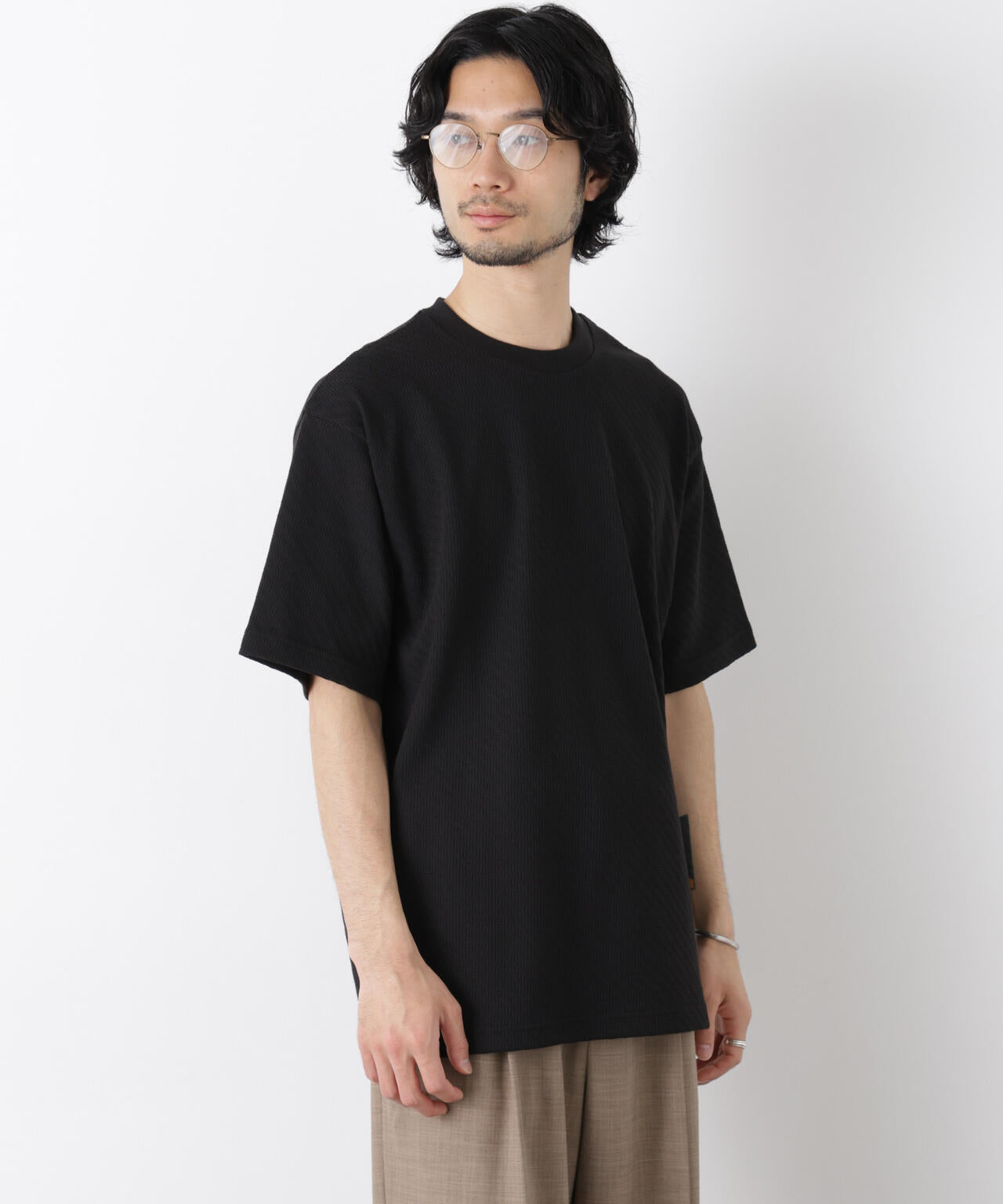 リンクスジャガードスリーブTシャツ