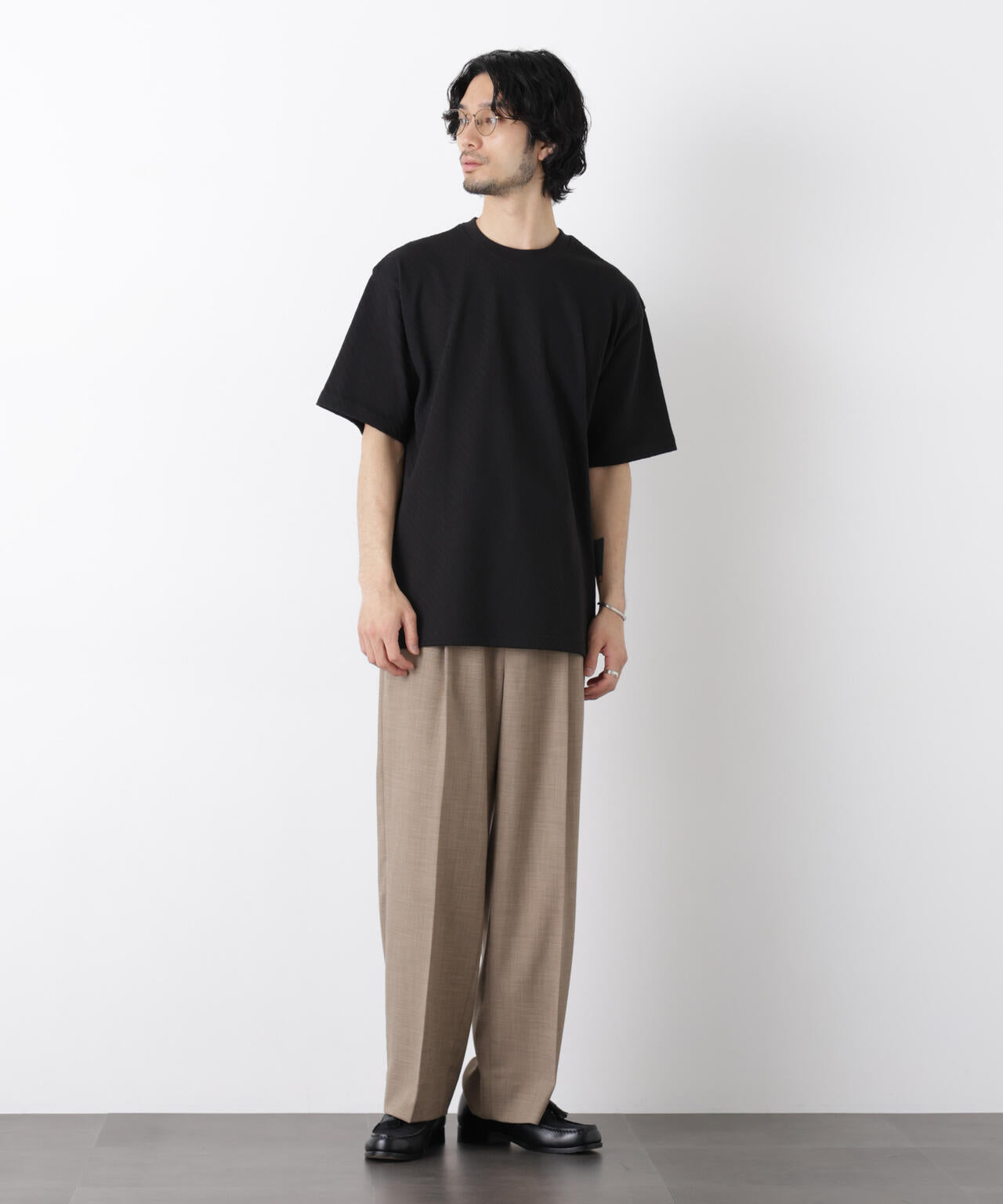 リンクスジャガードスリーブTシャツ