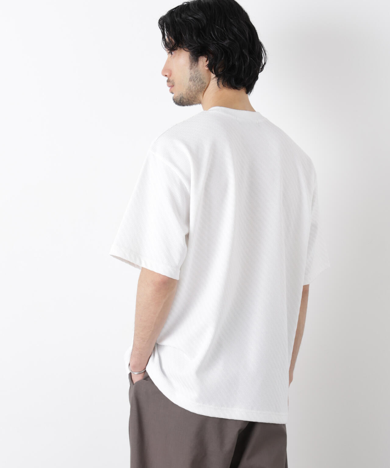 リンクスジャガードスリーブTシャツ