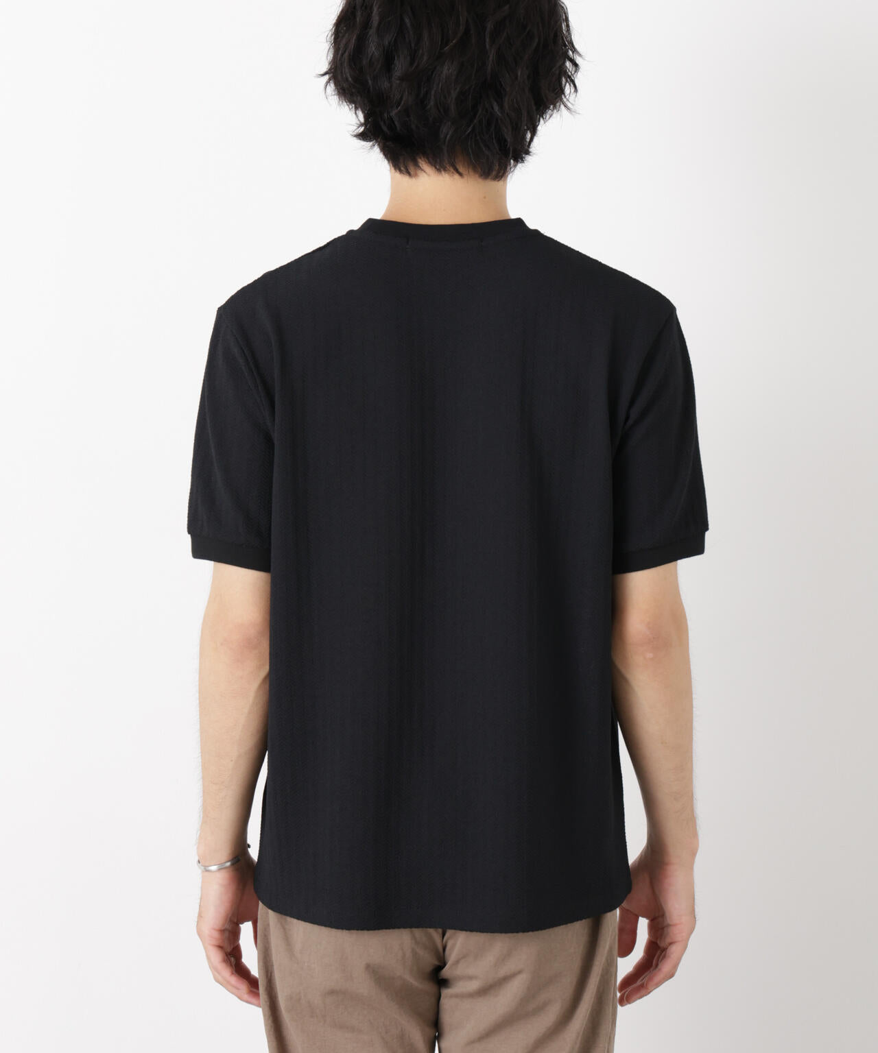 「モダンコンフォート」ヘリンボン クルーネックTシャツ 半袖