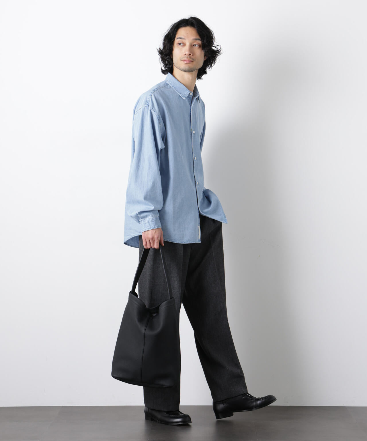 美品✨ Drawer シャークスキンサスペンダーワイドパンツ ウール100％ 大人のワイドパンツ」シャークスキンイージースラックス | NANO