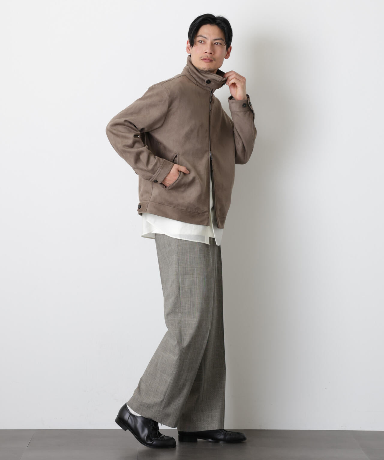 グレンチェックストレートパンツ（セットアップ可）