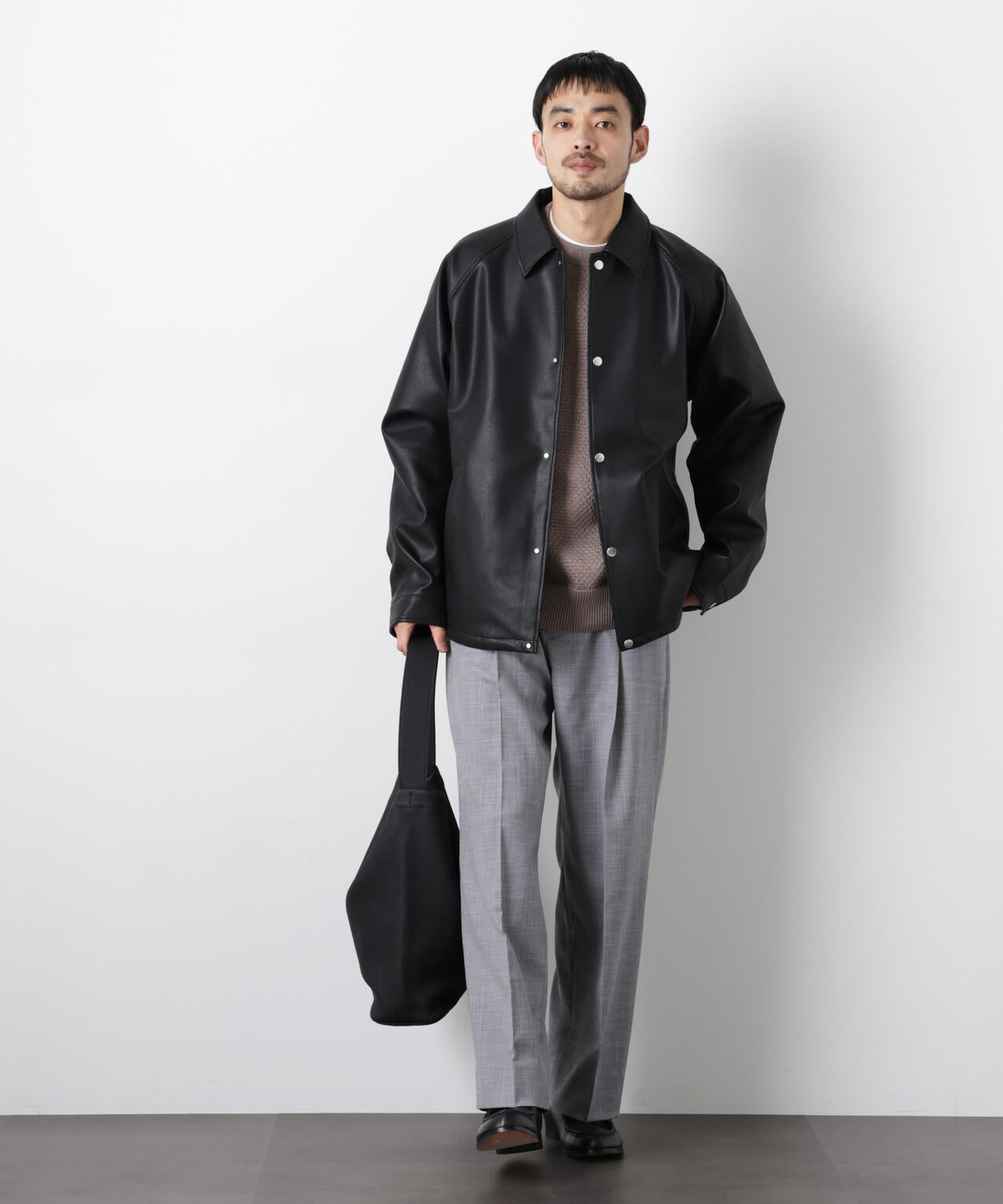 「大人のワイドパンツ」スラブシャークスキンイージースラックス