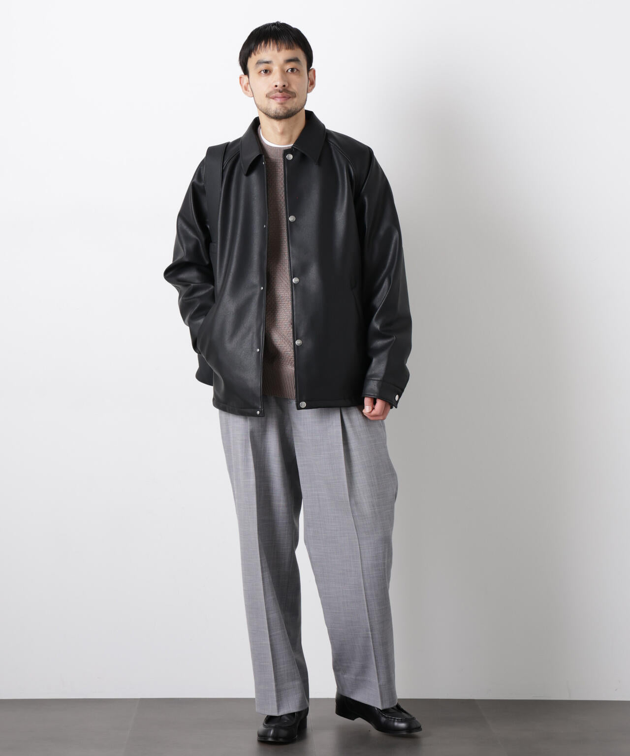 「大人のワイドパンツ」スラブシャークスキンイージースラックス