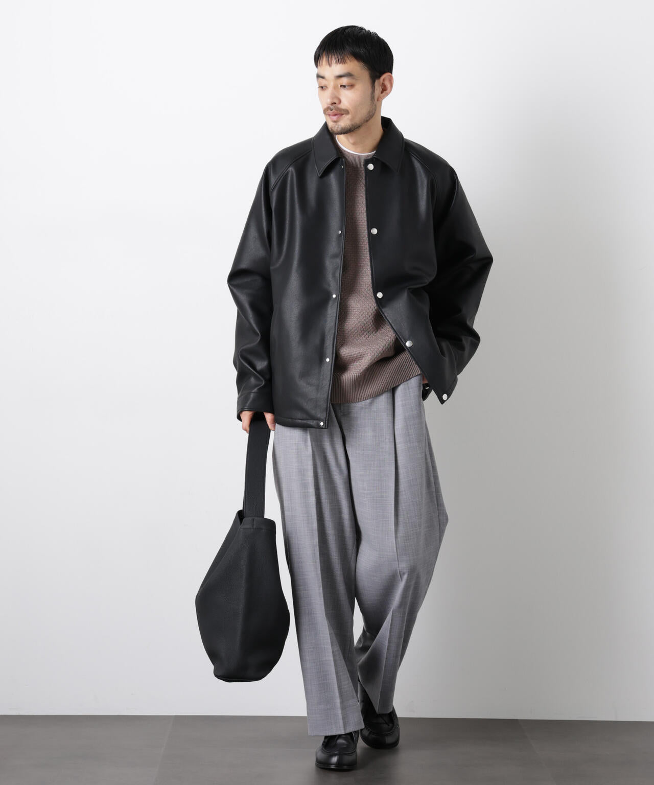 「大人のワイドパンツ」スラブシャークスキンイージースラックス