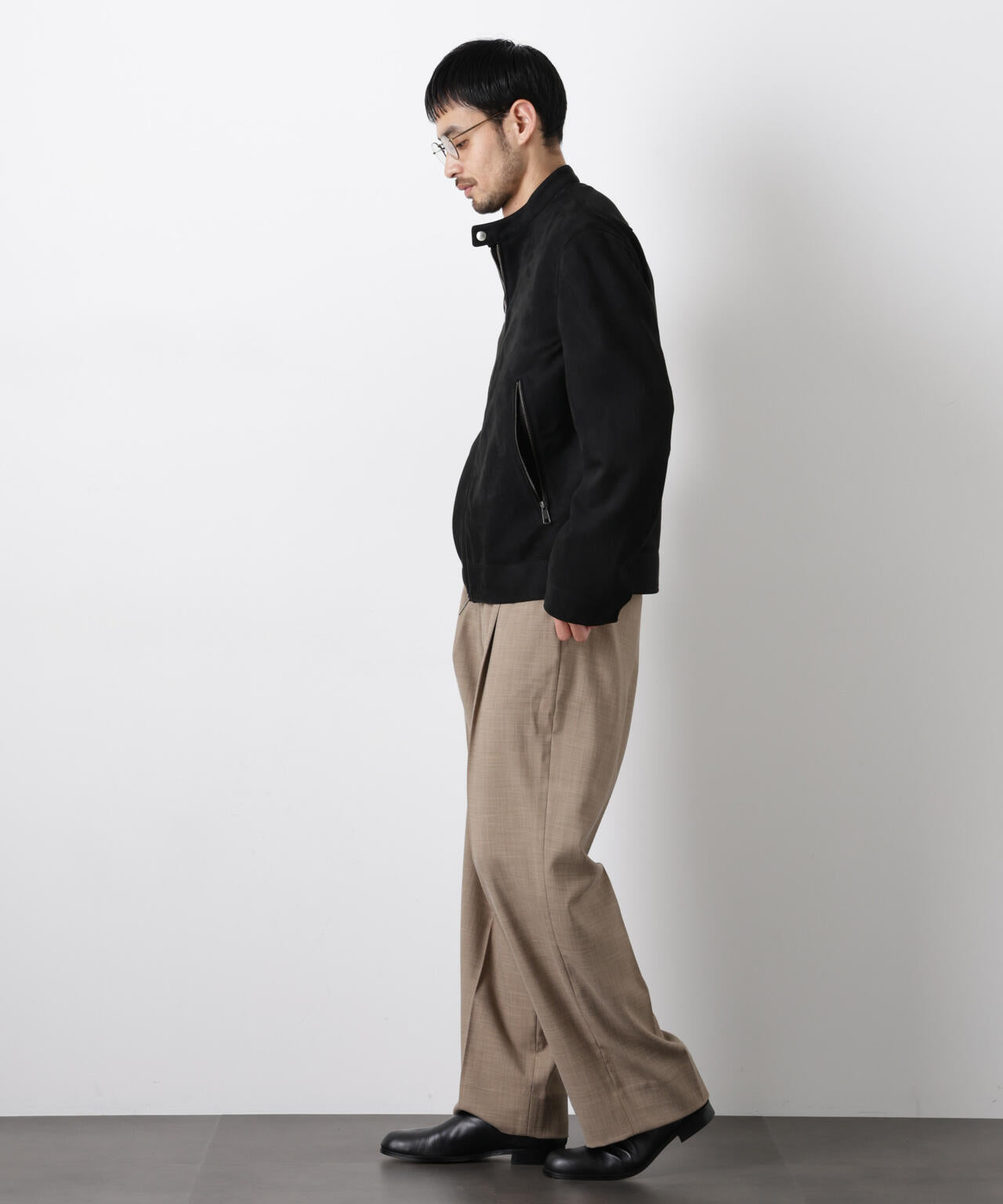 「大人のワイドパンツ」スラブシャークスキンイージースラックス