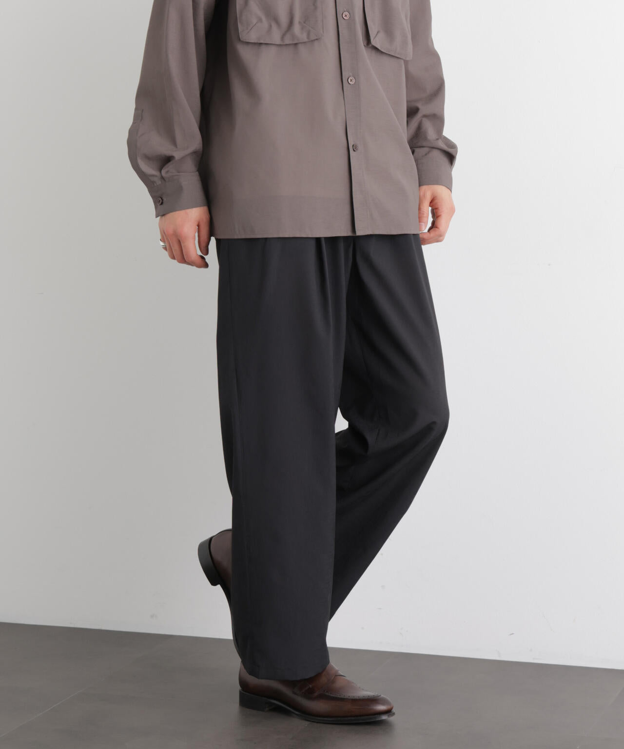 テクニカルリネンライク2タックイージースラックス/吸水速乾・接触冷感・UVカット（セットアップ可）