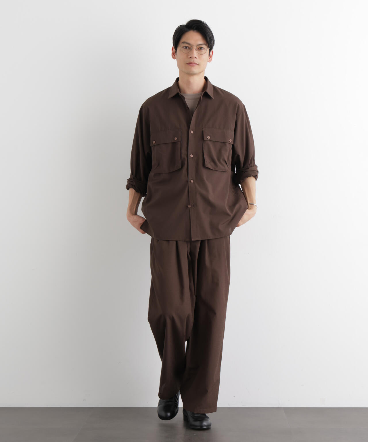 テクニカルリネンライク2タックイージースラックス/吸水速乾・接触冷感・UVカット（セットアップ可）