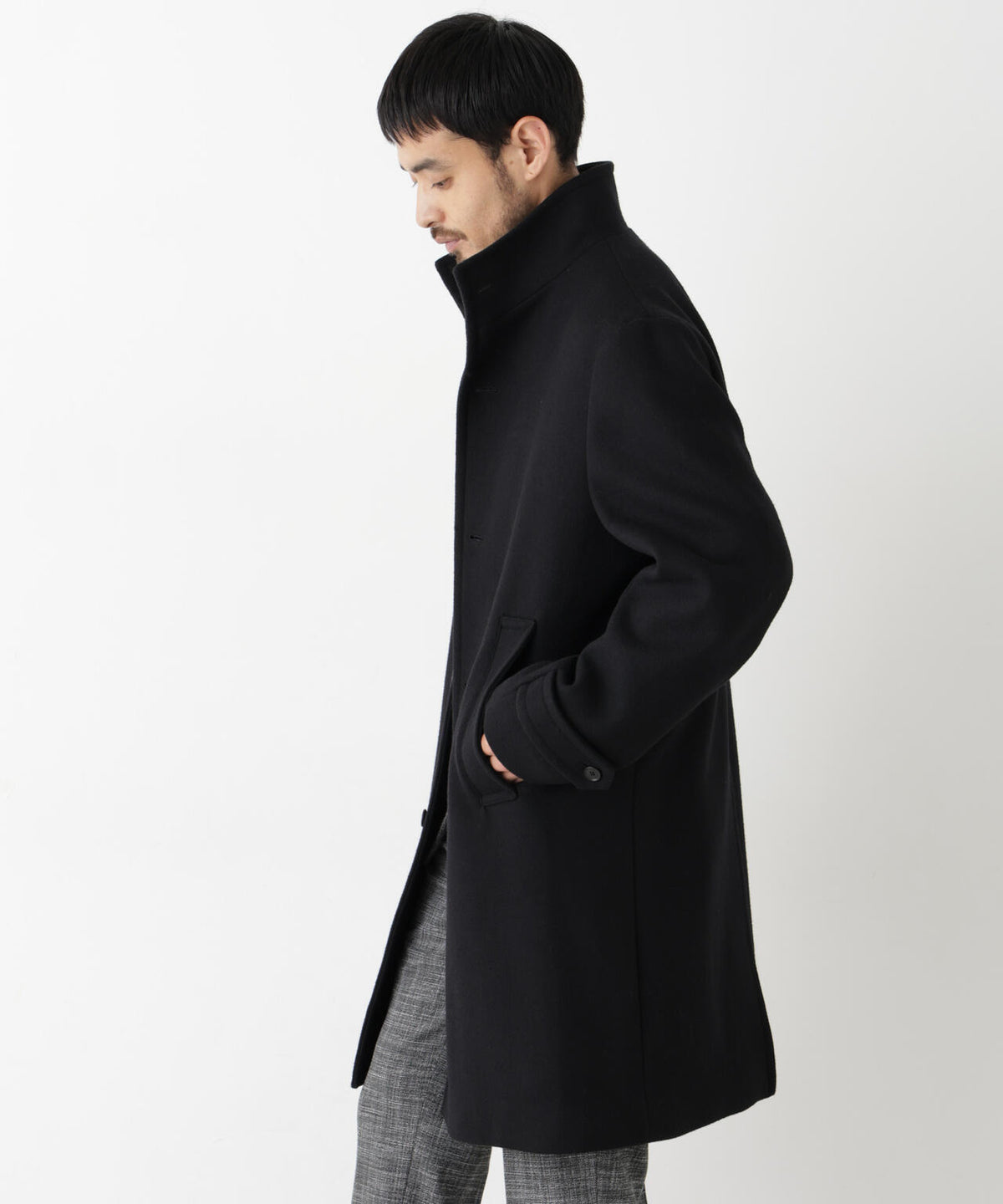 「NEW ON COAT」ウール/Nスタンドカラーコート