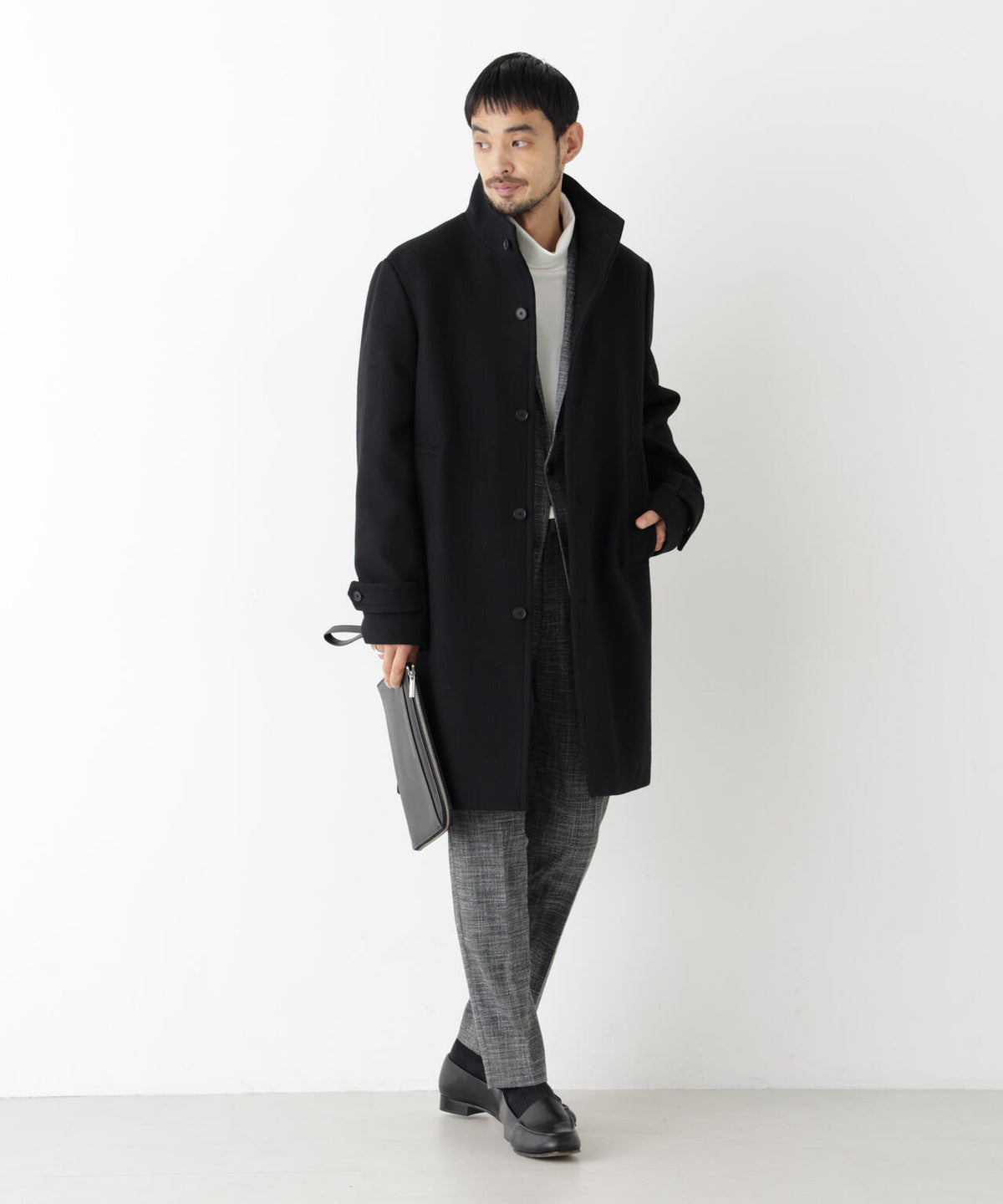 「NEW ON COAT」ウール/Nスタンドカラーコート