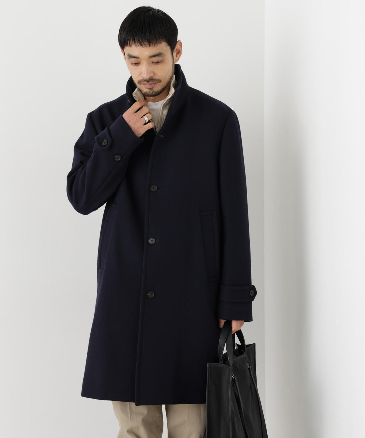 「NEW ON COAT」ウール/Nスタンドカラーコート