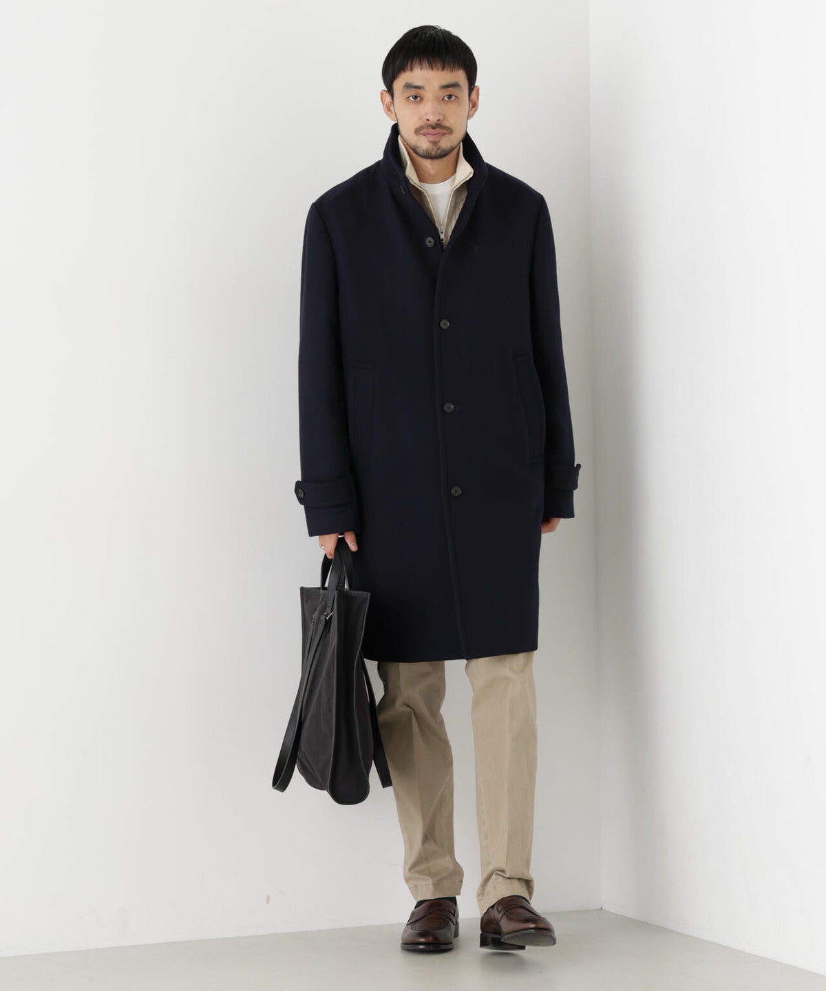 「NEW ON COAT」ウール/Nスタンドカラーコート