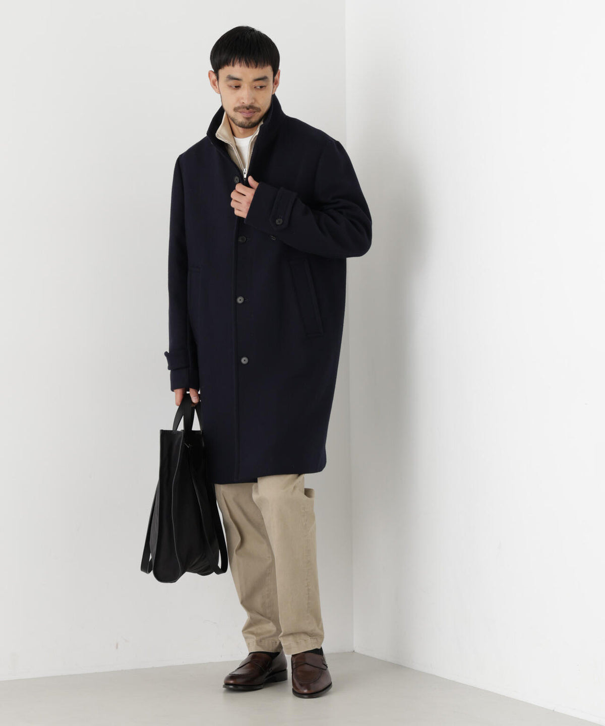「NEW ON COAT」ウール/Nスタンドカラーコート