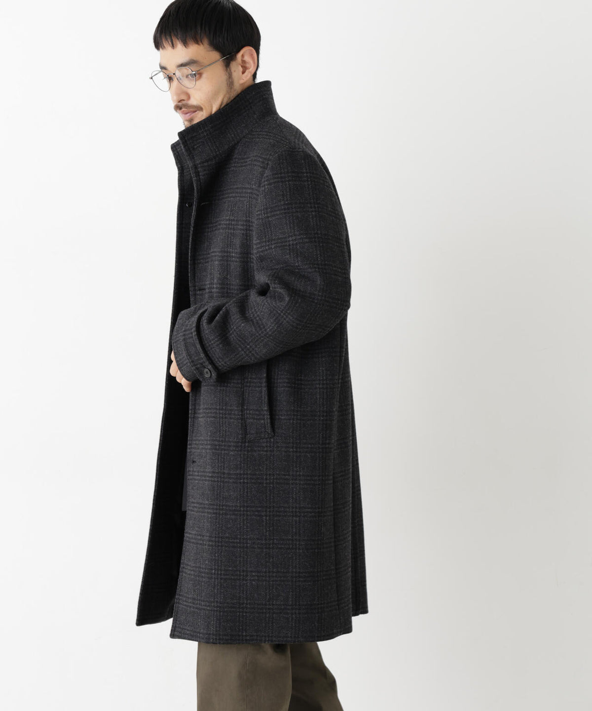「NEW ON COAT」ウール/Nスタンドカラーコート