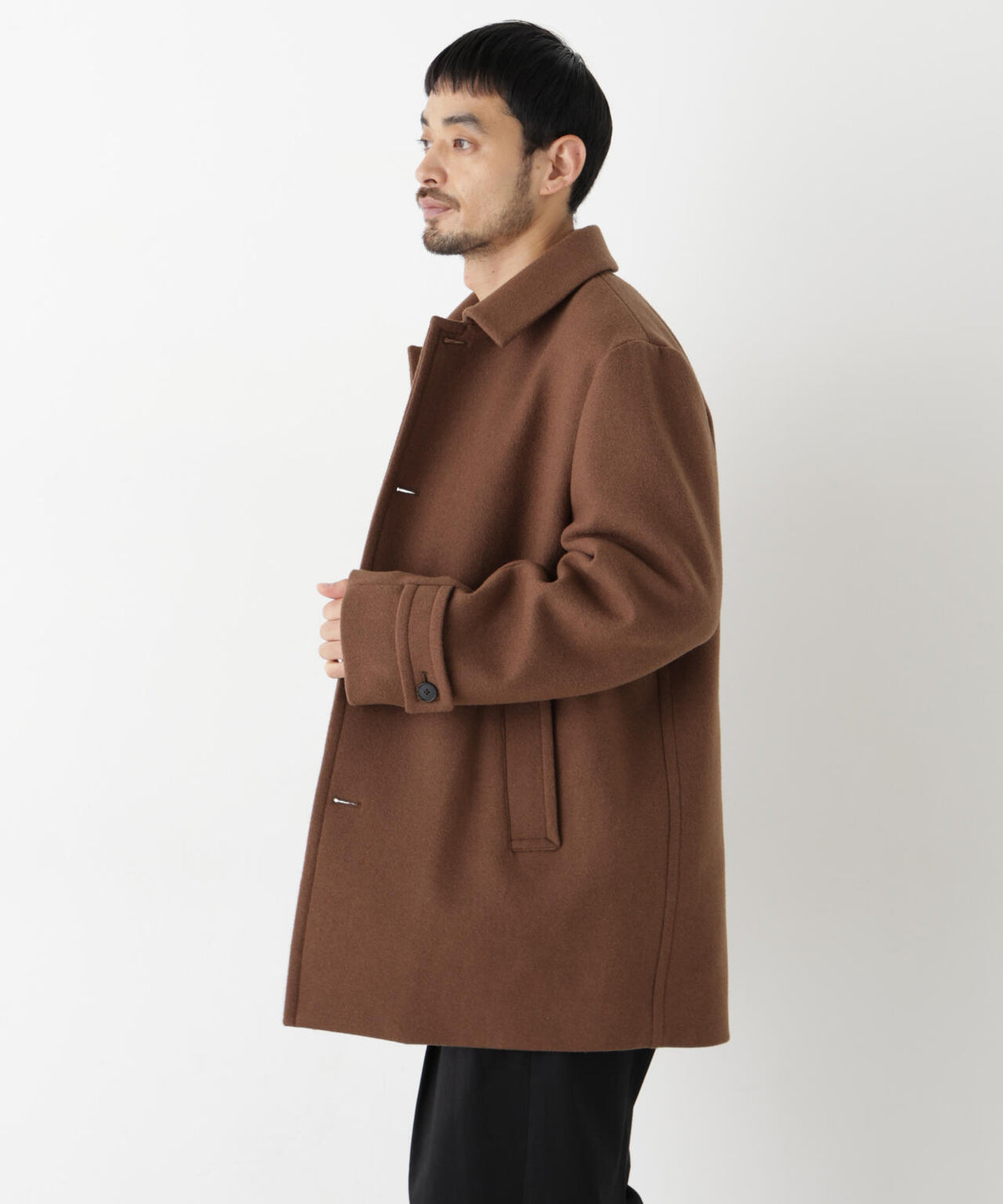 「NEW ON COAT」ウール/Nショートステンカラーコート