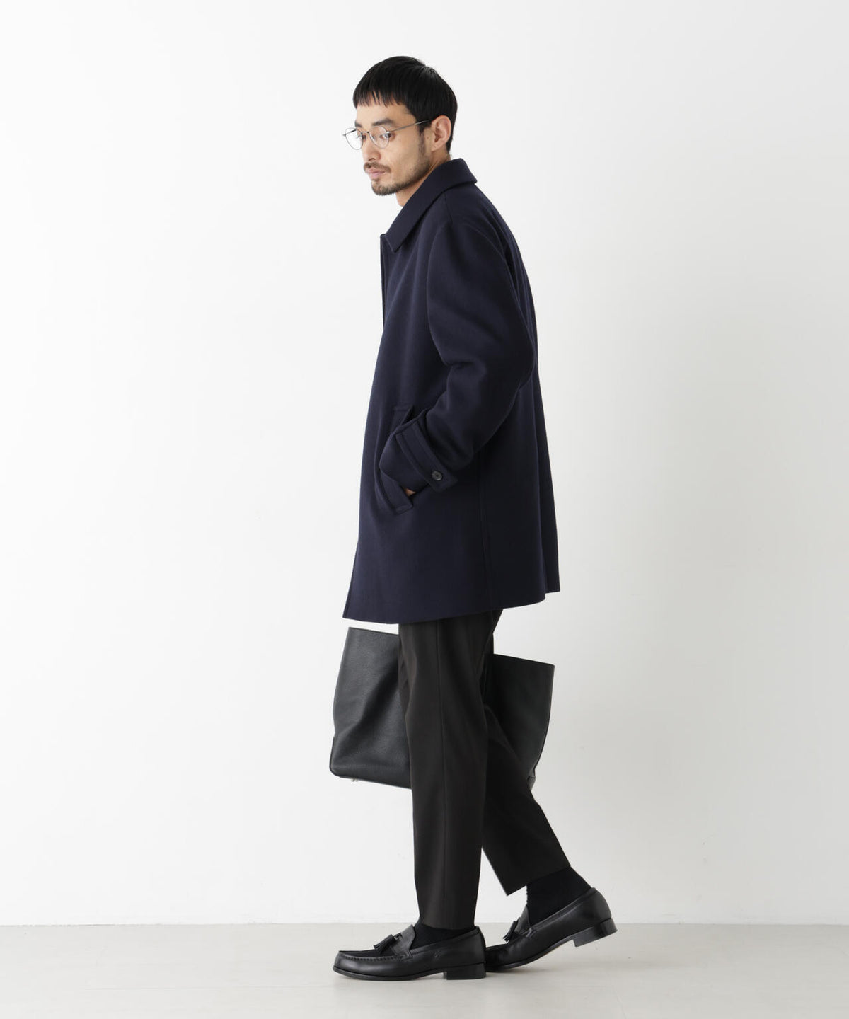 「NEW ON COAT」ウール/Nショートステンカラーコート