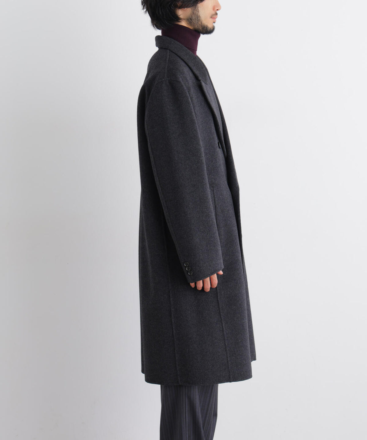 ｢ASSEMBLANC｣ カシミヤブレンドリバーピークドラペルダブルコート