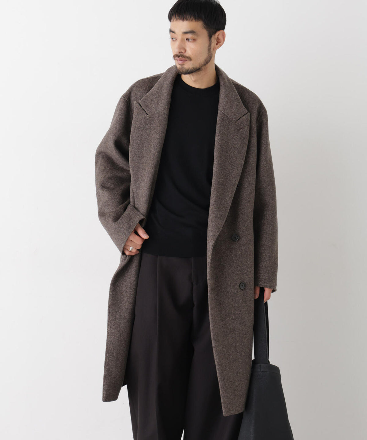 ｢ASSEMBLANC｣ カシミヤブレンドリバーピークドラペルダブルコート