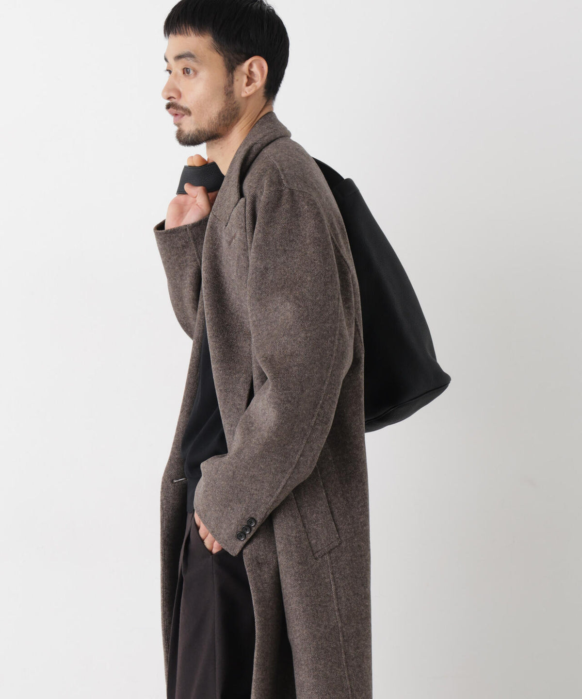 ｢ASSEMBLANC｣ カシミヤブレンドリバーピークドラペルダブルコート