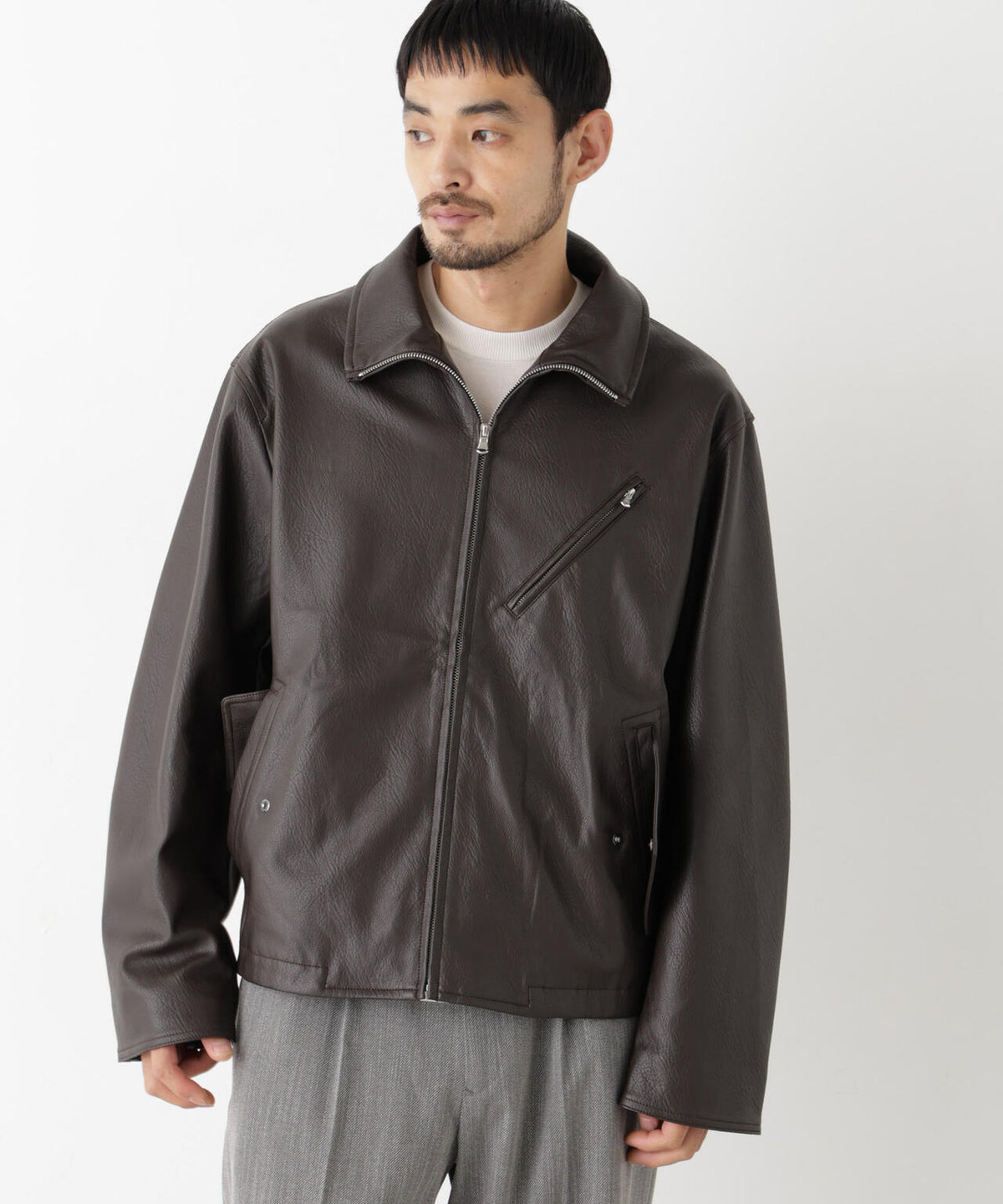 「SURPLUS」 フェイクレザーブルゾン