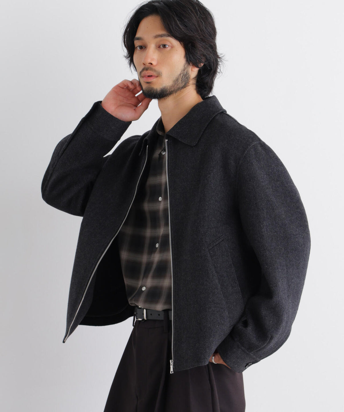 ｢ASSEMBLANC｣ カシミヤブレンドリバーZIPブルゾン