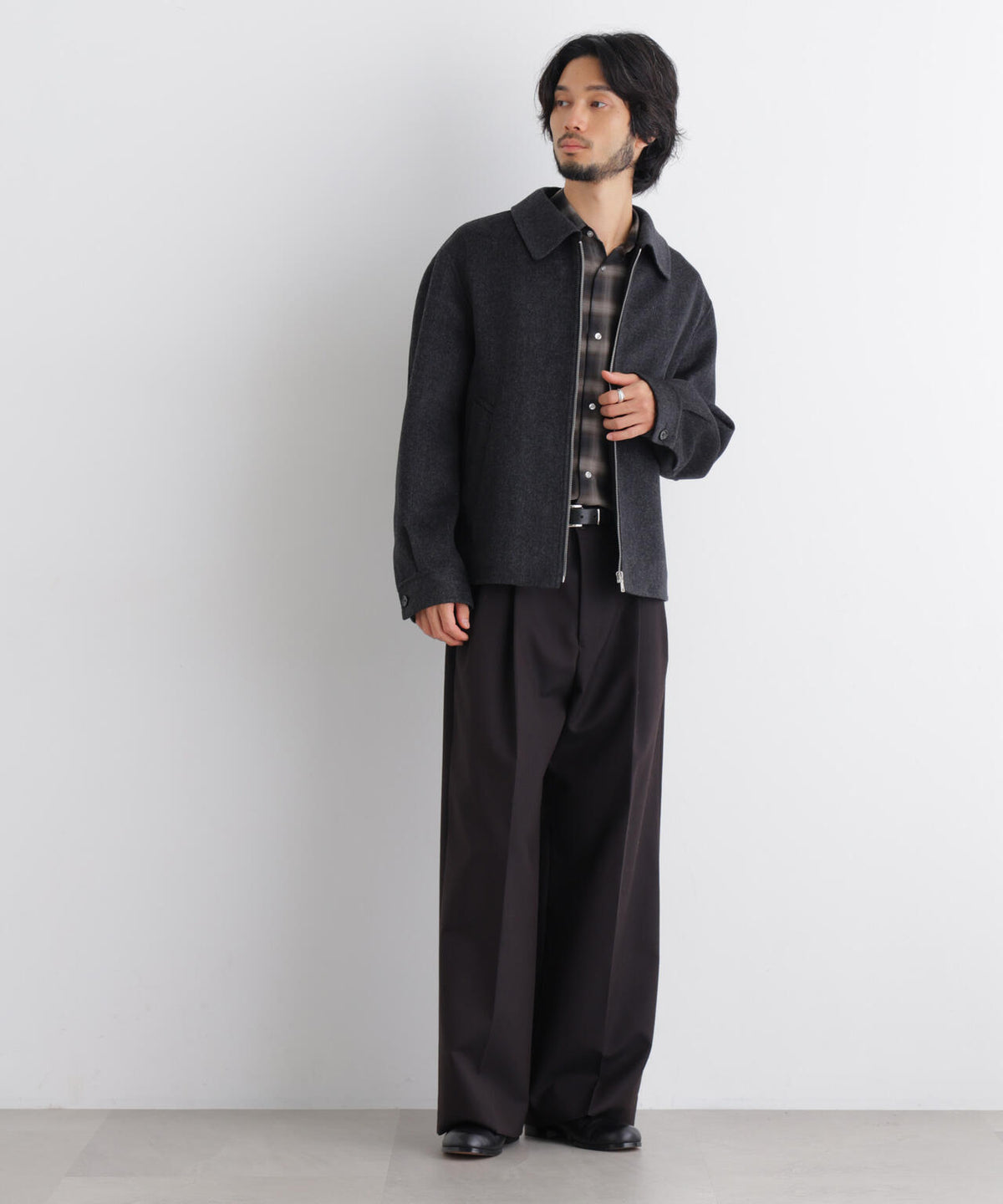 ｢ASSEMBLANC｣ カシミヤブレンドリバーZIPブルゾン