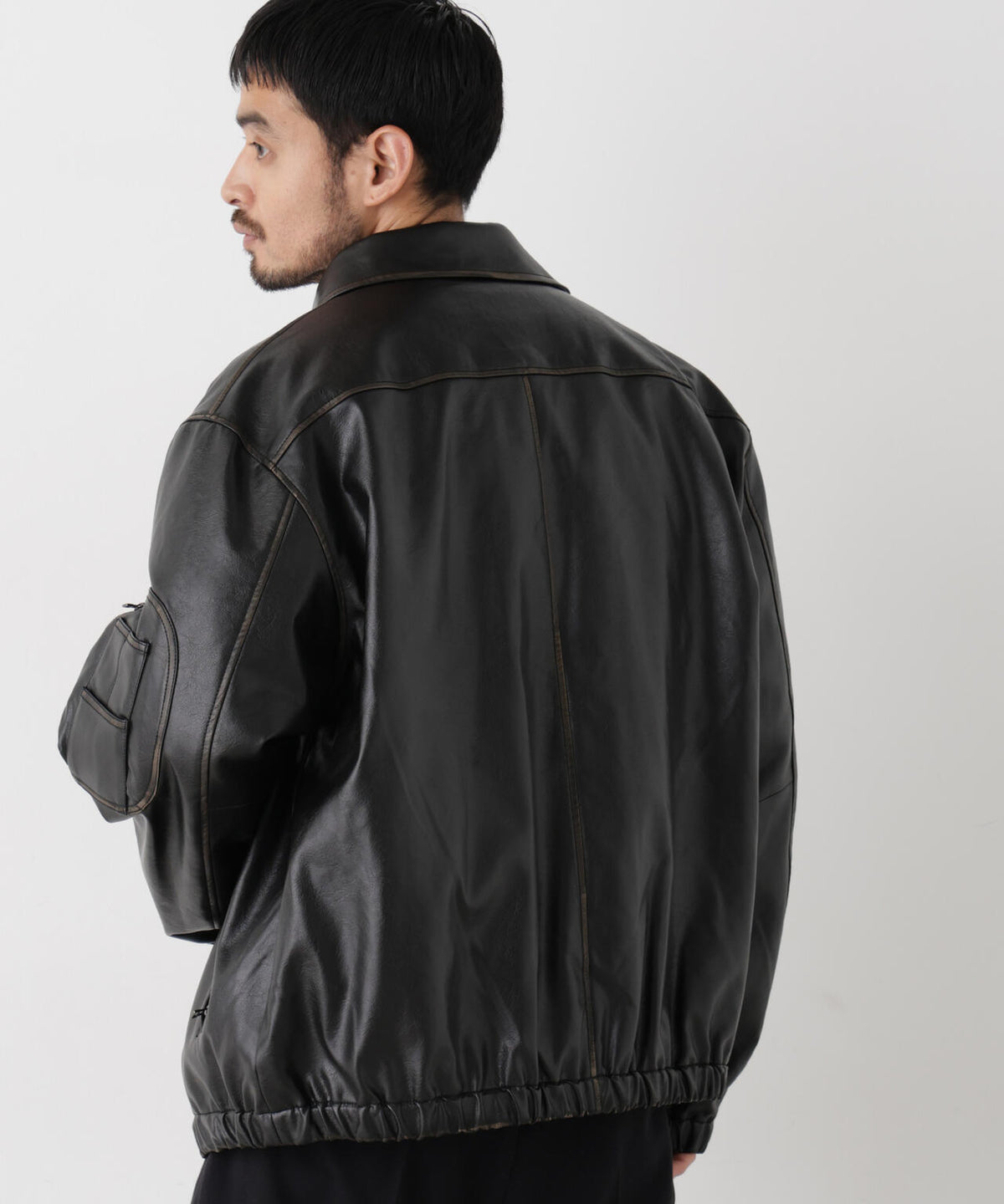 「SURPLUS」フェイクレザーフライトジャケット