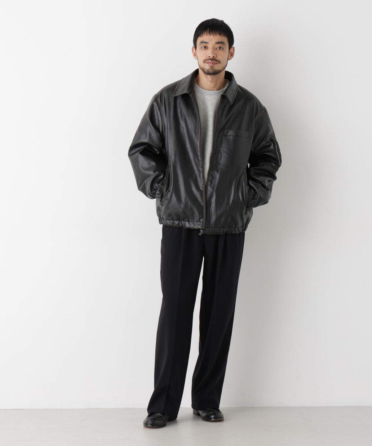 「SURPLUS」フェイクレザーフライトジャケット
