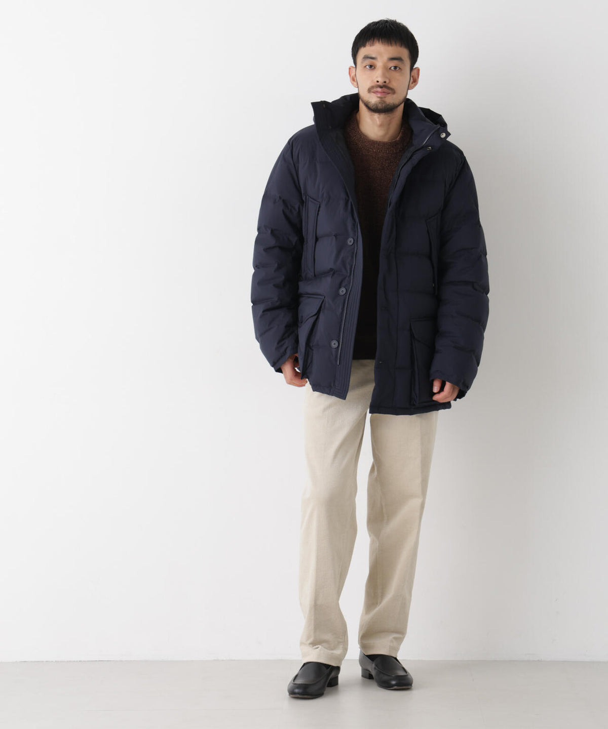 ALLIED FEATHER＋DOWN ステッチミドルダウン フード脱着/撥水