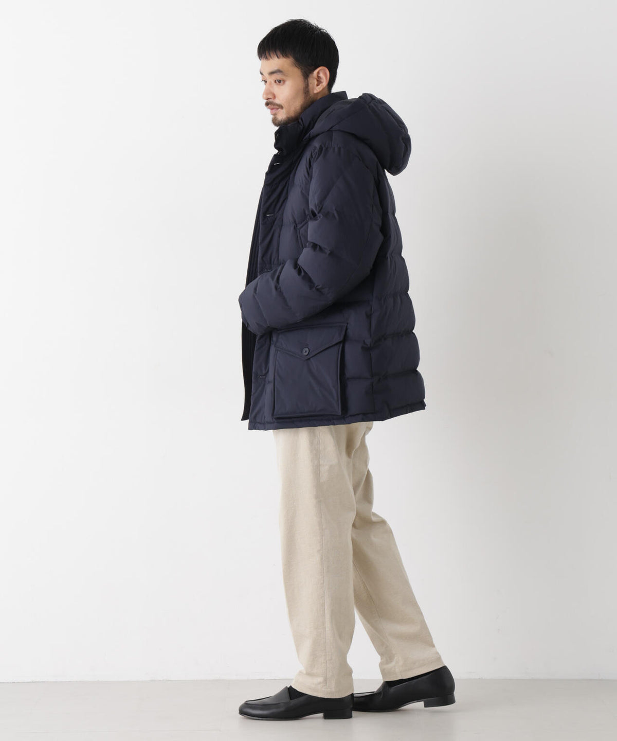 ALLIED FEATHER＋DOWN ステッチミドルダウン フード脱着/撥水