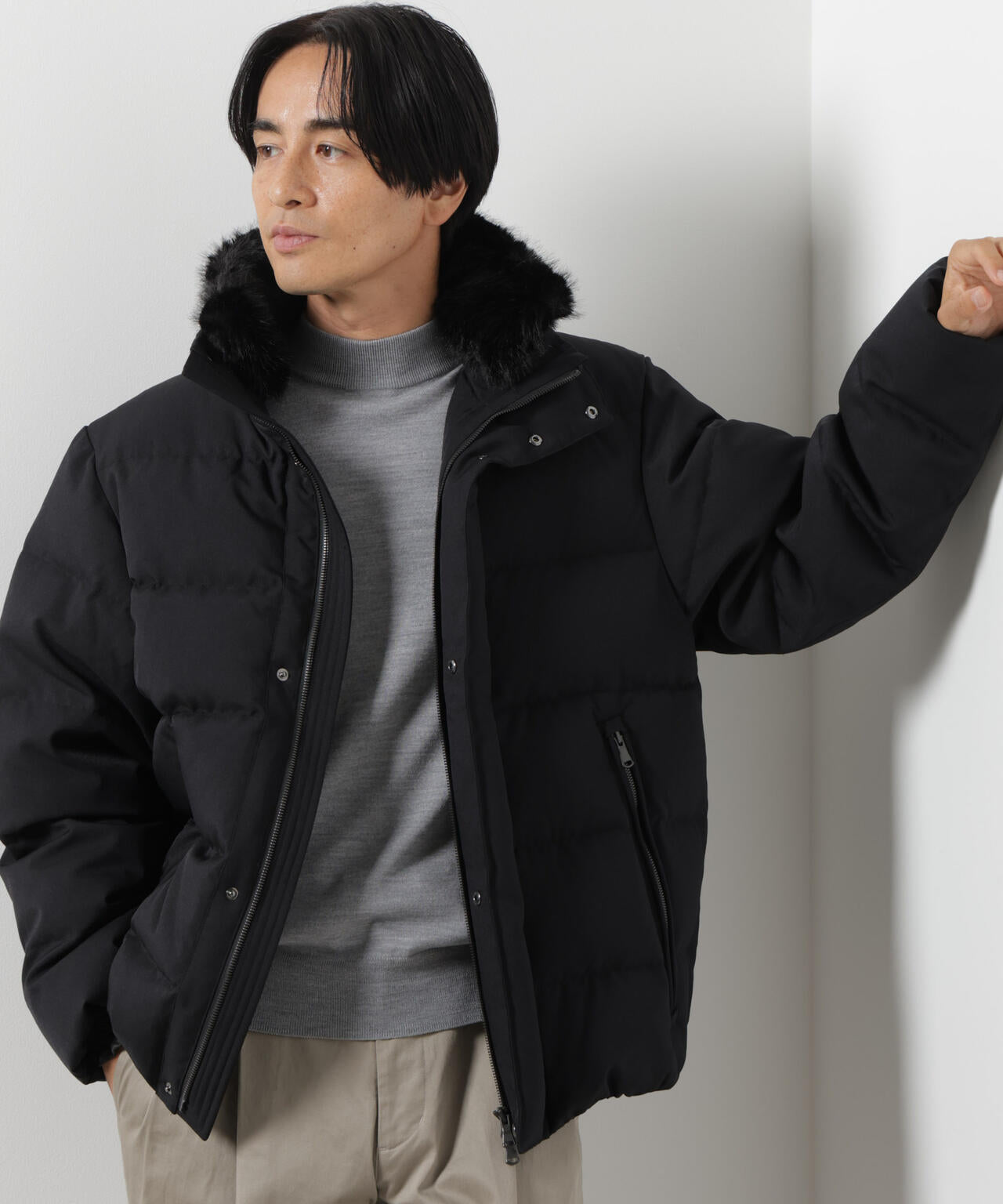 西川ダウン(R)」サージフェイクファーカラーショートダウン | NANO